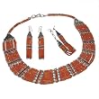 Necklace Earring and Bracelet Set Silver Carnelian Jewelry (gnklcs381)