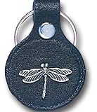 Small Leather & Pewter Key Ring - Dragonfly - Small Leather & Pewter Key Ring