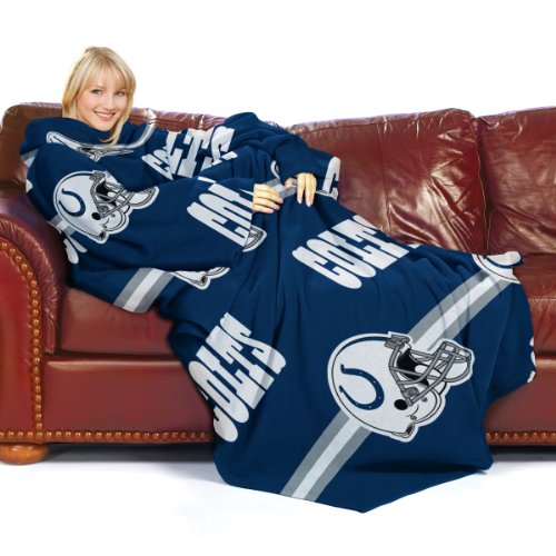 NFL Indianapolis Colts Adult Comfy Throw, Officially Licensed Blanket with Sleeves 