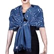 Blue Wool Scarf Tie Dye Print Womens Accessories India 24 x 70 inches