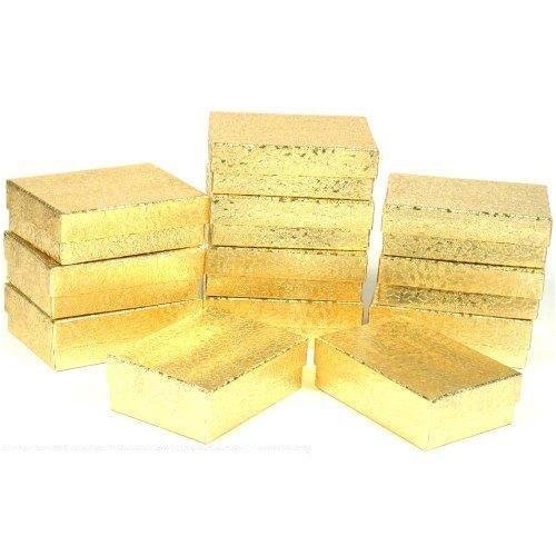 12 Gold Cotton Jewelry Gift Boxes Pocket Watch Displays 3.25
