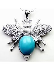 Candygem 925 Sterling Silver 1.30 Inches Large Queen Bee Pendant and 7.00 Cts. Genuine Turquise By Venezia Designs. Free Gift Box.