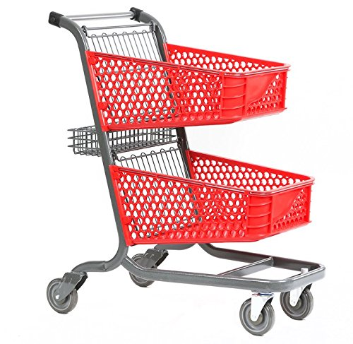 Advance Carts 12006 Shopping Cart, Red Plastic, Granite Powder Coat, 105 L