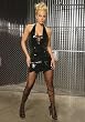 Women's Deep V Vinyl Halter Dress With Lace Up Front