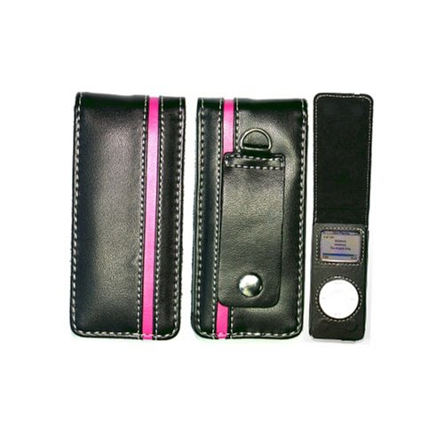 TeckNet T-034 Leather Case for iPod Nano - Black & Pink