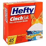 HeftyCinchSakTall,13GallonKitchenBags,CasePack,Six-45CountBoxes(270Bags)