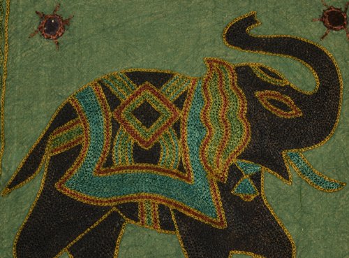 Imagen 2 de Elephant cojín bordado algodón cover set Mirror Work Tamaño 16 x 16 pulgadas Juego de 5 piezas