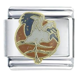 Blue Crane Animal Italian Charms Bracelet Link