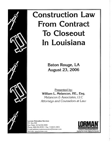 Construction Law From Contract To Closeout in Louisiana