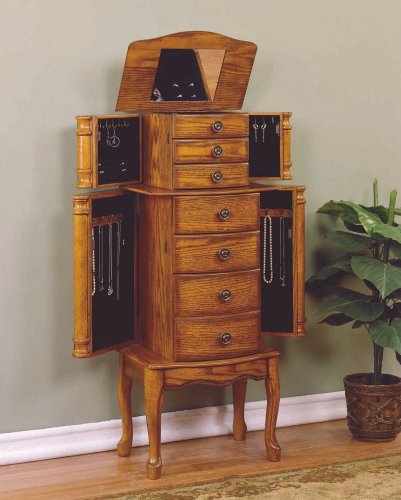 Powell Woodland Oak Jewelry Armoire 604-315 (Oak) (40H x 11W x 16D)