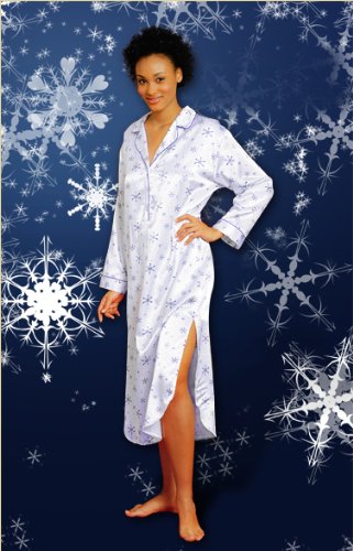 Everyday Lingerie Exclusive Brushed Back Satin Snow Flake Holiday Nightgown