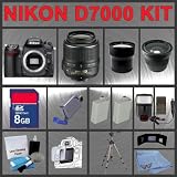 Nikon D7000 SLR Digital Camera with 18-55mm VR Lens + Huge Accessories Package Including Wide Angle Macro Lens + Telephoto Lens + 8GB SDHC Memory Card + Hi-Speed SD Card Reader + Digital Flash + 2x Extended Life Batteries + AC/DC Charger + Tripod + LCD Lens Cleaner Kit + LCD Screen Protectors + Memory Card Wallet + Cleaning Cloth