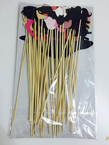 42pcs Colorful Photo Booth Props on a Stick Cosplay Halloween Party Fun Favor Photobooth Dress-up Accessories, Costumes with Mustache on a stick, Hats, Glasses, Mouth, Bowler