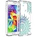 Galaxy S5 Case, SmartLegend Retro Totem Half Mandala Floral Pattern Crystal Clear Acrylic PC Hard Back Cover with TPU Slim Bumper Frame Hybrid Transparent Protective Case for Samsung Galaxy S5 - Clear