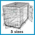 36"L x 23"W x 26"H GoGo Black Epoxy Double Door Folding Wire Crate w/Divider