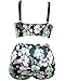 Lalagen Women's Strappy Hollow Out Floral Swimwear Plus Size High Waist Bikini Sets