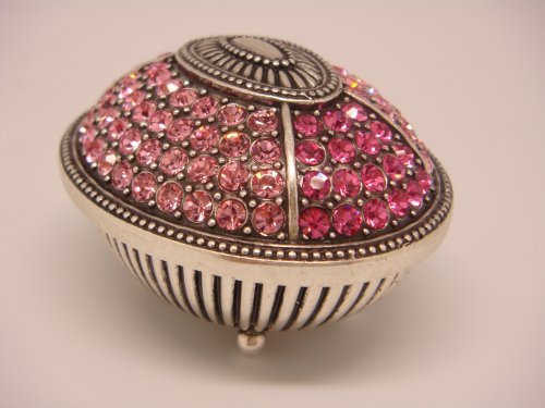 2 1 Antique Silver Oval Box - Lite Rose & Rose Oktant Crystals (Dist. by Swarovski) (Tin Alloy)
