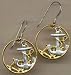 Spanish 50 Centimes OAnchor & Ships WheelO Two Toned Coin Cut Out Earrings