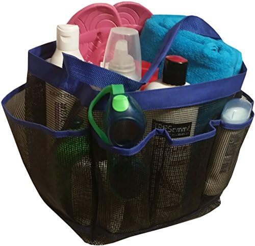 2 IN 1 SET Mesh Shower Caddy + One 8.5" Comb. 9-pocket Black-blue Mesh Portable Quick-Dry Shower Caddy with Handle, And a Bonus Plastic 8.5" Comb by BlueSkyBos®
