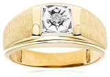10k Two-Tone Diamond Men's Ring (.08 cttw, G-I Color, I2-I3 Clarity), Size 10.5