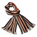 Men's Wool Knit Scarf With Stripes - Grey