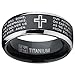 Two Tone Black Titanium Lords Prayer Ring Band Sizes 7 to 13