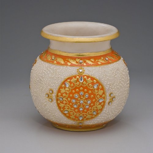 Indian Home Decor: Hand Painted Marble Pot