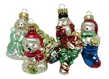 Box Set Of 6 Miniature Santa Glass Christmas Ornaments #45000