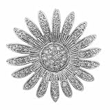 Sterling Silver Simulated Diamond cz Sun Flower Pin