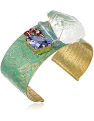 Mercedes Salazar "Fiesta" Handmade Bronze Green Cuff Bracelet, 6"