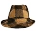 51TWdMLdtuL. AA75  BROWN & CAMEL WOOL METALIC PLAID FEDORA HAT