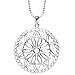 Sterling Silver Polished Open Flower Design Circle Pendant