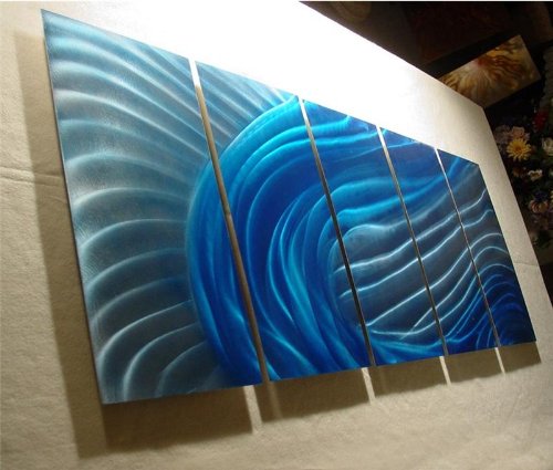 Wave - 64 inch x 24 inch Original Abstract Metal Painting Wall Art and Sculpture by Nider Internationally Acclaimed Artist of Contemporary Abstract Art for Home or Office Decor with a Modern Feng Shui influence