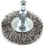 Forney 72725 Wire Wheel Brush, Coarse Crimped with 1/4-Inch Hex Shank, 1-1/2-Inch-by-.012-Inch