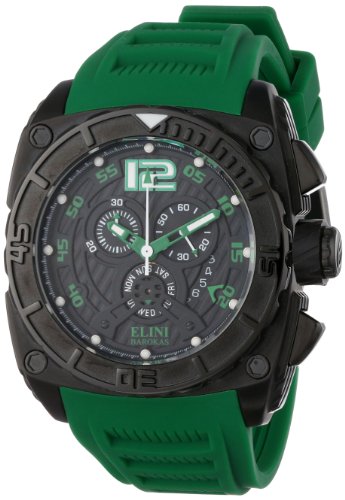 Elini Barokas Men's ELINI-17012BB01GRNSA Commander Analog Display Swiss Quartz Green Watch