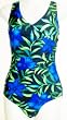 Royal/Lime Shirred Front Missy Swimsuit by In Gear. Sizes 8-16