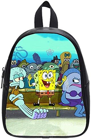 Soft PU Backpack Children's School Bag Travel Bag Spongebob Squarepants Pattern- Medium
