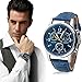 Men Watches,SMTSMT Crocodile Faux Leather Mens Analog Watch Watches-Blue