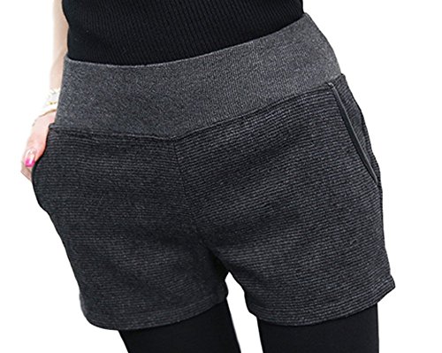 レディース ファッション かわいい 格子柄 ツィード素材風 ショートパンツ　オリジナルソックス付 ボトムス ウエストゴム グレー 脚長 美脚　通勤 通学 ショッピング デート