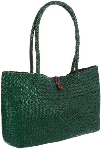 Magid Matte Straw With Button Tote