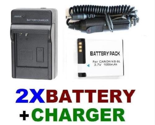 NEEWER® 2 NB-8L Canon Replacement Battery Packs + Travel Charger Set (AC Wall + Car Adapter) for Canon PowerShot A3100 IS DIgital Camera