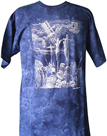 Wise Dyes Blue Tie Dye Adult Christian Shirt - Crucifixion (X-Large)