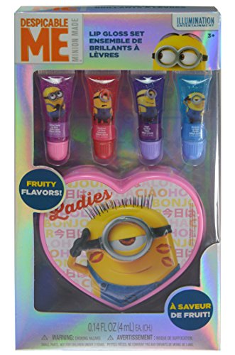 Despicable Me Minions Lip Gloss Set With Heart Shaped Carrying Case