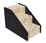 3 Step Dog Stairs - Leopard Print/Black