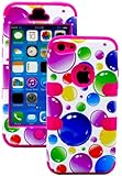 myLife (TM) Hot Pink + Colorful Bubbles 3 Layer (Hybrid Flex Gel) Grip Case for New Apple iPhone 5C Touch Phone (External 2 Piece Full Body Defender Armor Rubberized Shell + Internal Gel Fit Silicone Flex Protector + Lifetime Waranty + Sealed Inside myLife Authorized Packaging Only) 