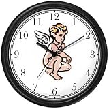 Kneeling Cherub or Angel Theme Cherub or Angel Theme Wall Clock by WatchBuddy Timepieces (Hunter Green Frame)