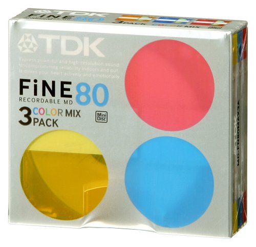 TDK MD〈FINE〉80分 カラーミックス 3枚パック [MD-FN80MAX3A]