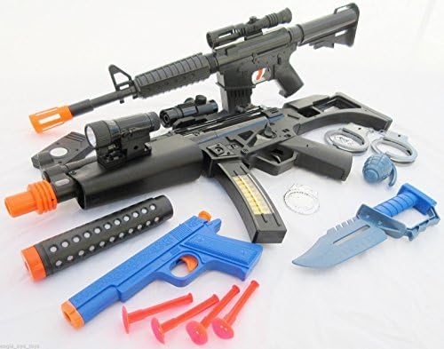 3X Toy Guns HUGE MP5 Machine Gun w Sound FX &amp; M4 Rifle 9MM Dart Pistol Toy Knife