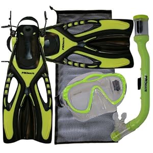 Junior Snorkeling Scuba Diving Mask Snorkel Fins w Mesh Bag Set for kids by