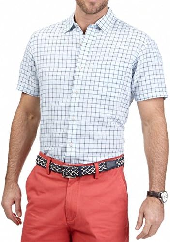 Nautica Windowpane Woven Shirt Pocketed Mens Button-Front Blue 2XL